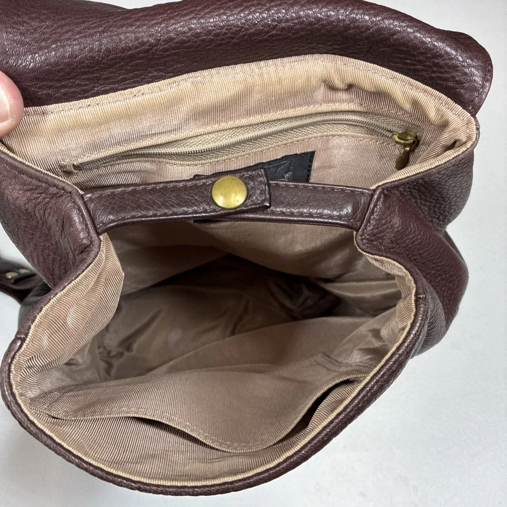 Vintage Libaire Pebbled Brown Leather Backpack Adjsutable Flap Y2K Soft 10x14